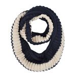 Premium Winter Knit Striped Infinity Loop Circle Scarf, Navy