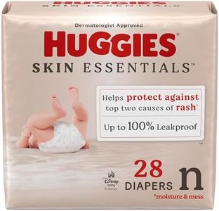 Huggies Size Newborn Diapers, Skin Essentials Baby Diapers, Size Newborn (6-9 lbs), 28 Count, Packaging May Vary