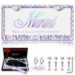 Murimt Purple Bling License Plate Frames 2 Pack Rhinestone Bling License Plate Sparkle Front License Plate Holder Cover Custom Glitter License Plate Frame Bling Car Accessories for Women