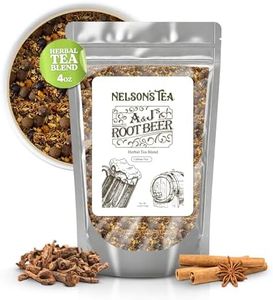 Nelson's Tea - A&J's Root Beer Burdock, Licorice, Dandelion, Chicory, Ginger Root, Sarsaparilla, Birch Bark, Star Anise, Fennel Seed, Cinnamon Chip, Coriander, Cloves, Juniper Berry, Flavoring (4 oz)