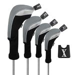 Andux 4pcs/Set Golf Wood Club Head Covers 460cc Driver with Long Neck Grey