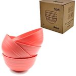 Unbreakable Cereal Bowls, Large Plastic Bowls Set of 4, EU Tested. Lightweight, Dishwasher and Microwave Safe, Ideal for Cereal, Salad, Noddle and Parties (Red, Single)