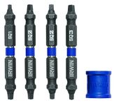 IRWIN Tools IMPACT Performance Series Double-Ended Screwdriver Power Bit, Square, 2 3/8-inch length, 5-Piece Set with Magnetic Screw Hold Attachment (1903521)