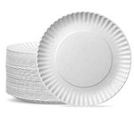 GUSTO [9 Inch - 300 Count] Uncoated White Paper Plates - Disposable Party Plates, Decorative Paper Plates for Crafts