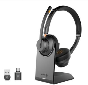N newline Wireless Headsets, Conferencing Headset w/AI Noise Cancelling, Charging Base, Bluetooth Headset with Mic for Office, PC, Mobile Phone, Suitable for Zoom, Teams, Skype etc