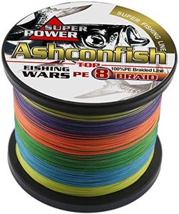 Ashconfish - Filo da pesca intrecciato a 8 fili, super resistente, 500 m, 15,9 kg, resistente all'abrasione, con linee intrecciate, super line-zero stretch-superfine, multicolore