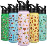 BJPKPK Insulated Water Bottle with Straw Lid, 22 oz Stainless Steel Metal Water Bottles, Reusable Leak Proof BPA Free Water Bottles, Cups, Thermos, Hawaii Fruits-Purple