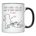 YouNique Designs 3 Year Anniversary Mug for Him and Her, 11 Ounces, 3rd Wedding Anniversary Coffee Mug for Husband and Wife, 3rd Year Dating Anniversary Cup for Boyfriend and Girlfriend (Black Handle)