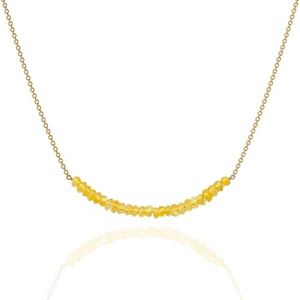 Citrine Necklace for Women, Premium Gold Beaded Bar Necklaces for Women - Tarnish Free 18K Gold Vermeil Certified S925 Classic Statement Necklace Gold Jewelry for Women - Mothers Day Gifts for Mom