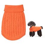 Small Dog Jumper, Warm Puppy Sweater for Small Dogs Winter Knitted Dog Pullover Soft Turtleneck Dog Clothes Vest for Pet Autumn, Winter Outfit for Yorkshire, Chihuahua, Welsh Corgi (S, Orange)