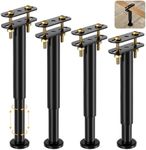 VETIN 4Pcs Adjustable Height Bed Support Legs 10-17 inch, Extra Durable Steel Bed Frame Support Legs with Wider Base, Bed Slat Support Leg for Heavy Duty/Wooden/King/Queen Bed Frame