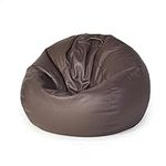 KOAIEZ Faux Leather Bean Bag Chair Cover, Fluffy Lazy Sofa Cover for Adults and Teens, Water and Abrasion Resistant, for Living Rooms, Bedrooms (No Filler),Brown