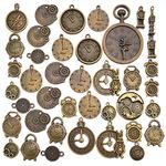 100g(about 40pcs) Alloy Clock Face Charm Pendant Steam Punk Gears Wheel Pendants Beads Craft Supplies for Jewelry Making, Antique Bronze