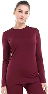 MANCYFIT Thermal Underwear for Women Long Johns Set Fleece Lined Ultra Soft Wine Dark Red Burgundy Medium