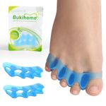 Bukihome Toe Separators, 4 Pair Soft Gel Toe Spacers to Correct Bunions, Toe Stretcher for Therapeutic Relief from Plantar Fasciitis, Claw Toes,Hammer Toes, Foot Pain for Women & Men (Blue+M)