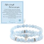 Get Well Soon Gifts Healing Crystal Bracelets for Women,8mm Natural Stone Anti Anxiety Stress Relief Yoga Beads Personalized Inspirational Bracelets (light blue)