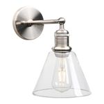 JIMUBEAM Vintage Adjustable Wall Sconce Light with Clear Funnel Glass Shade, Industrial Indoor Wall Mounted Lamp Fixture for Bedside Bathroom Living Room Over Kitchen Sink