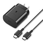 Super Fast Wall Charger USB-C Fasting Charging Cable 6ft for Samsung Galaxy S23/S22/S22+/S22 Ultra/ S21/S21+/S21 Ultra/S20/S20+/S20 Ultra/Note 20/Note 20 Ultra/Note 10/Note10+ (1-Pack)