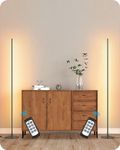 EDISHINE Minimalist LED Corner Floor Lamp with Remote, Set of 2 Modern Dimmable Mood Light, 57.5" Standing Tall Lamp for Living Room, Bedroome, 7 Color Temperature 2700-6000K (Black)