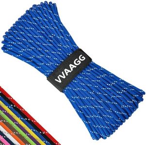 VVAAGG Reflective Paracord Rope 100FT, 7 Strand Nylon para Cord Lanyard Utility 550 Parachute Cord, 4mm Thin Tent Rope for Outdoor Camping Hiking (Blue)