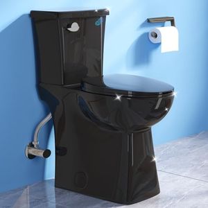Simple Project Black 21 Inch Tall Toilet-High Toilet for Seniors, ADA Elongated Comfort Bowl, Single Flush 1.28 GPF, 12” Rough In, Handicap Toilets for Bathroom & Tall Person/Pregnant Women/Elderly