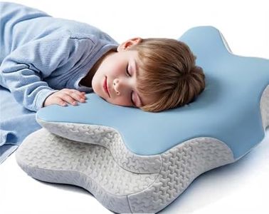 Xamuxplot Memory Foam Kids Pillow, Kids Pillows for Sleeping, Ergonomic Contour Pillow and Pillowcase 22x13in (Blue Large)