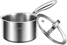 DELARLO Tri-Ply Stainless Steel 1 Quart Saucepan with Lid, Compatible With All Stove 600℉, Small Pots for Cooking, Fast Even Heats, Stainless Pot 1QT, Durable Sauce Pot, Saucepan with Lid