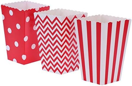 Scatole di popcorn, scatole di caramella di carta della puntina dell'onda della banda 48pcs per il favore del partito (rosso)