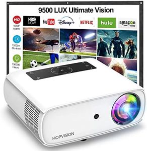 HOPVISION Native 1080P Projector Full HD, 9500Lux Movie Projector with 150000 Hours LED Lamp Life, Support 4K 350" Home Outdoor Projector for Smartphone/PC/Laptop/ PS4/ TV Stick/EXCEL/PPT …