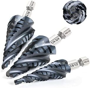 Matework M35 Cobalt Step Drill Bit Set, Four Spiral Flute Step Bit (1/8"-7/8") Wear-Resistant TiAlN Coated, 1/4" Hex Shank Unibit for Metal, Wood, Stainless Steel, Plastic (3Pcs, 20 Size)