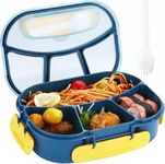 Dillard's Lunch Boxes for Office Men Leak Proof 3 Compartment Lunch Box Reusable Freezer Safe Food Containers with Spoon and Fork for Adults and Kids Food Grade (4 C Blue)