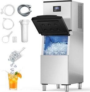 400lbs/24h Commercial Ice Maker Machine with 200lbs Large Storage Bin, Freestanding Stainless Steel Industrial Ice Machine, Adjustable Ice Cube Thickness for Restaurant, Bar, Hotel, Coffee Shop