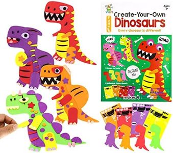 VKPI 4 Pieces EVA Foam Art Crafts Gift Kit, Creative Make Your Own Dinosaurs, Cartoon Foam Paper Craft Projects for Kids Ages 4+ Toddler, Preschool Learning Toy for Birthday Party Favor Supplies