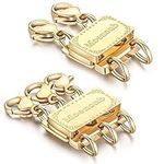 2 Pieces Necklace Layering Clasps 14K Gold Plated Necklace Separator for Layering Multiple Necklace Clasp for Women Layered Look（2 Gold）