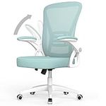 rattantree Office Chair, Mid Back Ergonomic Desk Chair with Flip-up Armrest, Computer Swivel Chair with Back Support, Adjustable Conference Executive Manager Chair for Home/Office Use-Green