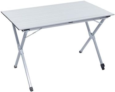 EVER ADVANCED Table de camping pliante 120 x 70 cm avec plateau à lattes, table enroulable en aluminium réglable en hauteur, table pliante pour 4 à 6 personnes, table pliante avec sac de transport