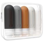 Travel Bottles for Toiletries, 5 Pack TSA Approved Travel Size Containers, 3oz Leak Proof Refillable Travel Accessories for Shampoo Conditioner, Silicone Travel Bottles with Toiletry Bag