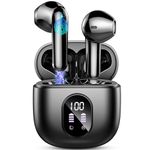 Wireless Earbuds, Bluetooth Headphones 5.3 Stereo Bass, 2024 New Bluetooth Earbuds with 4 HD ENC Noise Cancelling Mics, 50H Playtime Wireless Earphones IP7 Waterproof, LED Display Ear Buds, Mini Black