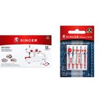 SINGER Stitch Quick + (Two Thread) Hand Held Mending Machine and Singer Universal 04801 Heavy Duty Machine Needles