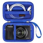 Canboc Camera Case for Canon PowerShot G7 X Mark II/ G7X Mark III Digital 4K Vlogging Camera, Point and Shoot 4K Video Camera Bag, Zipper Mesh Pocket fits USB Cable, Batteries, Blue