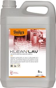 DAILY K - Produit Lave-Vaisselle Professionnel KLEAN'LAV - Pour Doseur Automatique - Bidon 5 Litres