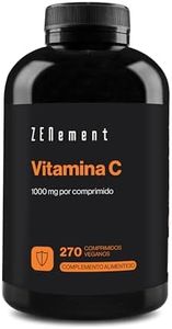 Vitamina C 1000 mg - Suministro para 9 Meses - Solo 1 Tableta al Día - Vitamina C Pura - Para el sistema inmunológico - Reduce el cansancio y la fatiga - Sin aditivos - 270 comprimidos