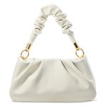 Cloud Pouch Bag Women Shoulder Handbag Soft Vegan Leather Vintage Hobo Chain Cross body Bag, Ivory, Small