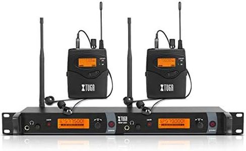 XTUGA IEM1200 Wireless in Ear Monitor System 2 Channel 2/4 Bodypacks Monitoring with in Earphone Wireless Type Used for Stage, Studio and Church (2 Bodypacks)