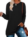 ELF QUEEN Womens Pullover O Neck Shirts Long Sleeve Office Casual Blouses Tops-Black-L