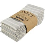 INFEI Soft Broad Striped Linen Cotton Dinner Cloth Napkins - Set of 12 (40 x 30 cm) - for Events & Home Use (Grey)