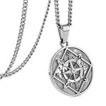 murtoo Compass Necklace for Men and Women, Gold Black Silver Vintage Stainless Steel Chains Necklace with Compass Pendant Unique Gifts for Men (20 inch, Round, Silver)