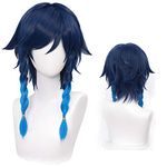 Venti Wig Blue Gradient Venti Cosplay Wig Anime Game Costume Wig for Halloween Comic Con Party