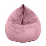 Dojo Teardrop Bean Bag Chair (Filled) - Plush Ultra Sofa Giant Bean Bag for Adults, Teens, Kids - Double Stitched, Easy to Clean (Velvet Pink, Filled Bean Bag)