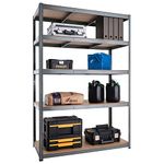 G-Rack Garage Shelving Units - 5 Tier Storage Rack Shelves Shelf Unit - 180x120x45 cm - 1 Bay, 150 kg Per Shelf - Heavy Duty Metal Industrial Shelves Storage Rack Shed Solutions - Black